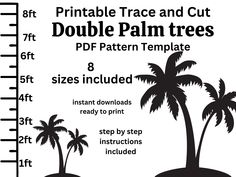 printable palm tree and cut pattern templates for 8x8 inch paper sizes included