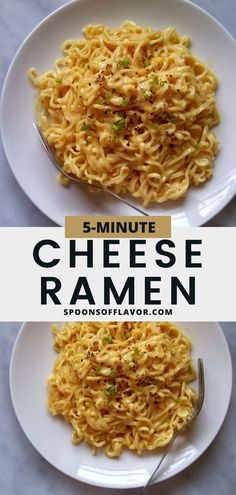 Cheesy ramen on white plate Ramen Dinner Recipes, Top Ramen Recipes, Ramen Noodle Recipes Easy, Cheese Ramen, Ramen Dinner, Ramen Recipes Easy, Easy Ramen, Noodle Dishes