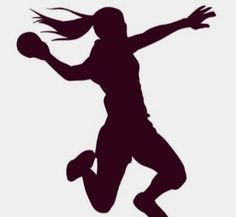 the silhouette of a woman jumping up in the air