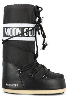 Capture attention on every photo and video with the bold, retro style of Moon Boot Logo Detailed Lace-Up Boots. Made of durable 100% nylon and rubber with signature PVC panels that let your personal brand shine through. Whether posting outfit photos or behind the scenes videos, elevate your Instagram aesthetic with this unmistakable silhouette from a heritage designer brand. Available in classic white/navy, just add your favorite outfit and watch the likes roll in. Black Casual Nylon Boots, Casual Black Nylon Boots, Casual Nylon Boots With Padded Ankle, Sporty Nylon Winter Boots, Sporty Winter Nylon Boots, Nylon Boots For Winter Streetwear, Winter Nylon Boots For Streetwear, Winter Streetwear Nylon Boots, Winter Nylon Boots With Round Toe