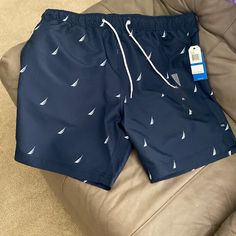 New With Tags Nautica Swim Trunks! Navy Casual Swim Trunks For Beach Season, Casual Navy Swim Trunks For Beach Season, Man Swimming, Swim Trunks, Swimming, Man Shop, Blue, Color