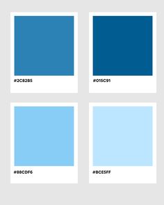 four different shades of blue in the same color scheme, each with their own logo