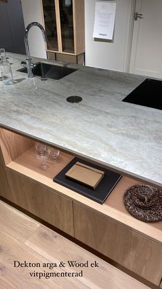 the kitchen counter is clean and ready for us to use in its new owner's home