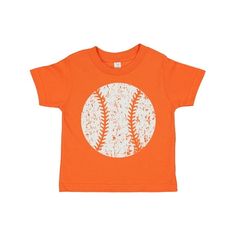 Distressed Baseball Toddler T-Shirt. A toddler-soft cotton tee in look-at-me, big kid colors. 4.5 oz., 100% combed ringspun cotton. White is sewn with 100% cotton thread. Topstitched rib crew neck. Double-needle stitched sleeves and bottom hem. Shoulder-to-shoulder taping. Toddler T-Shirt. Size: 4T.  Color: Orange.  Gender: male. Toddler Sports, Girls Toddler, Kids Outfits Girls, White Boys, Size 4t, Big Kid, Sports Shirts, Cotton Thread, Coloring For Kids