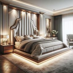 luxury bedroom decoration ideas 😍😍 #bedroom#livingroomfurniture #house King Size Bed Ideas, Glam Bedroom Set, Vintage Glam Bedroom, Best King Size Bed, Idea Bilik Tidur, Vintage Inspired Bedroom, Platform Bed Designs, Velvet Bed Frame, Double Bed Designs