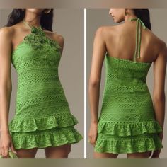 As Any Other Farm Rio Exquisite Pieces, This One Simply Stands Out! Gorgeous,Absolutely Brilliant Green Color And Beautiful Mini Ruffle Silhouette! Offering Incredible Crochet Knit With Halter Neck And Flower Detailing! Side Zip Closure! Cotton And Polyester Fabric! Lined! Size M Pit To Pit 17” Length 35” Nwt! Formal Dress Sophisticated Dress Evening Dress Dinner Dress Cocktail Dress Semi Dress Weding Guest Dress Designer Dress Spring Dress Summer Dress Twee Chic Regency Glam Emily In Paris Dyna Ruffle Crochet, Dress Dinner, Semi Dresses, Crochet Mini Dress, Emily In Paris, Sophisticated Dress, Dress Designer, Dinner Dress, Dress Spring