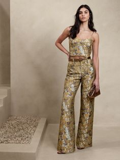 Cocktail Party Outfit Pants, Wedding Guest Pants, Modern Blouse Designs, Brocade Dresses, Cocktail Attire, Dress Indian Style, Holiday Party Outfit, Beautiful Blouses, Fit N Flare Dress