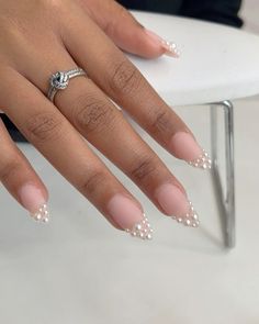 Nails With Pearls, Manicured Nails, Nyc Nails, Bride Nails, Jelly Nails, Bridal Nails, Classy Nails