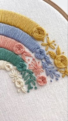 a close up of a cross stitch pattern with flowers on it