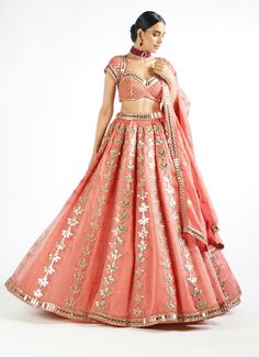 Vvani By Vani Vats-Mellow Rose Chandelier Drop Lehenga Set-INDIASPOPUP.COM Rose Chandelier, Vani Vats, Pink Chandelier, Lehenga Dupatta, Desi Outfits, Organza Blouse, Pink Lehenga, Embroidered Lehenga, Indian Wedding Wear