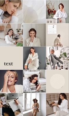 a collage of photos with women in white clothing and text overlaying the image