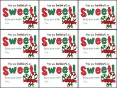 several different images of candy wrappers with the words, sweetest and have you holiday's are