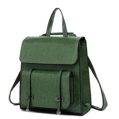 Buy Green Genuine Leather Vintage Flap Backpack for College Worldwide Free shipping and return, color: Green , material: Genuine Leather Leather School Bag, Simple Backpack, Flap Backpack, Vintage Backpacks, Student Bag, College Backpack, Computer Bags, Mua Sắm, Hush Puppies