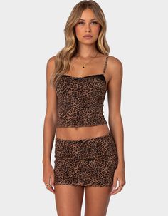 If You're A Printed Top Lover, This Leopard Option Will Become A Go-To In Your Top Collection. This Cool Girl Top Is A Great Way To Add Some Edge To Any Outfit. Bra Top. Adjustable Straps. Exposed Lace Bra. Center Bow Detail. Back Zip Closure. Leopard Printed Design. Lined Mesh Fabric. Matching Set. 95% Polyester, 5% Spandex. Model Wears Size S. Model Height Is 5'8. Item Care: Wash With Similar Color. | Edikted Edin Leopard Print Mesh Bra Top Mesh Bra, Swimwear Dress, Leopard Print Top, Bra Top, Lace Bra, Bow Detail, S Models, Bra Tops, Print Tops