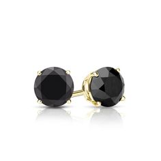 Black diamond stud earrings are a stylish fashion statement. These 1 carat tw black studs are a bold fashion statement with each round circle cut diamond earring weighing 1/2 carat. These modern black diamond studs make a perfect gift. Set in a 4-prong basket setting, available with lever back, screw back or push backings set in 14kt Yellow Gold metal that sets of the mysterious black tone. Modern Diamond Earrings, Studs For Men, Black Diamond Pendant, Black Diamond Earrings Studs, Black Diamond Studs, Black Diamond Earrings, Diamond Earrings Studs Round, Colored Diamond Rings, Black Stud Earrings