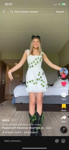 Ivy Dress Taylor Swift, Eras Tour Lyric Outfits, Ivy And Daisy Eras Tour, Taylor Swift Concert Outfit Duo, Green Eras Tour Outfit, Taylor Swift Ivy Outfit, Duo Taylor Swift Outfits, Poison Ivy And Daisy Eras Tour Outfit, Eras Tour Dress Outfits