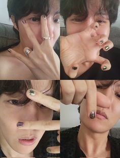 Jhope Nail Art, Jhope Nails, Hope Nails, Bts Nails, Army Nails, Nail Goals, Korean Nails