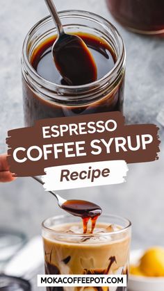 espresso coffee syrup recipe in a mason jar