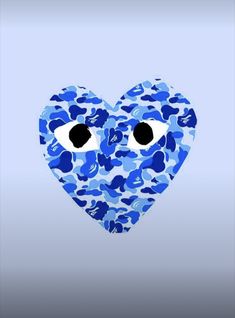 a blue heart with two eyes in the shape of a camo - print pattern