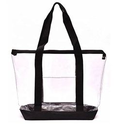 Clear Tote Bag with zipper closure – Clear-Handbags.com Girls Road Trip, Transparent Purse, Sports Crafts, East Coast Usa, Bags For School, Clear Handbags, Stadium Bag, Clear Tote Bags, Shoulder Bags For School