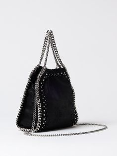 Find STELLA MCCARTNEY Handbag on Editorialist. This Stella McCartney Falabella Chain Bag features a top handle, chain strap, and silver tone hardware. The bag has a flap open closure and is decorated with studs. It can be worn on the shoulder or hand carried. Silver Shoulder Bag With Chain For Fashion, Silver Shoulder Bag With Chain, Luxury Silver Bag With Chain Strap, Luxury Silver Bags With Chain Strap, Evening Shoulder Bag With Metal Chain Strap, Silver Shoulder Bag With Top Handle And Chain Strap, Luxury Silver Shoulder Bag With Chain Strap, Luxury Silver Shoulder Bag With Chain, Luxury Metal Bag With Chain Strap