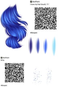 the blue hair color is shown in three different colors