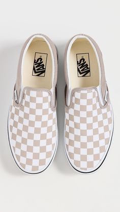 Vans Classic Slip-On Sneakers | Shopbop Beige Sneakers With Textured Footbed And Round Toe, Vans Mules, Outfits With Vans Slip Ons, Vans For Women, Vans Checkerboard, Bad Bad, Vans Slip On, Xmas Ideas, Vans Classic Slip On