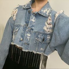 Carmar Cropped Denim Jacket In Size Small. Brand New, Unworn. Distressed Details With Rhinestone And Chain Tassels. Perfect For Festival Season. Long Sleeve Denim Jacket With Rhinestone Fringe, Casual Long Sleeve Denim Jacket With Rhinestone Fringe, Casual Denim Jacket With Rhinestone Fringe, Casual Denim Jacket With Rhinestone Fringe For Fall, Denim Outerwear With Rhinestone Fringe For Fall, Fall Denim Outerwear With Rhinestone Fringe, Casual Long Sleeve Outerwear With Rhinestone Fringe, Winter Long Sleeve Denim Jacket With Rhinestone Fringe, Winter Denim Jacket With Rhinestone Fringe And Long Sleeves