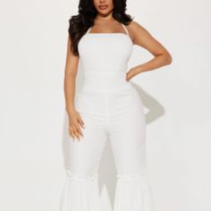 This White Jumpsuit Is A Size Medium And Never Worn Before. It’s New With Tags. White Stretch Strapless Jumpsuit For Spring, Spring White Stretch Strapless Jumpsuit, White Strapless Stretch Jumpsuit For Spring, White Fitted Strapless Jumpsuit For Day Out, Fitted White Strapless Jumpsuit For Day Out, White Summer Bodysuit For Date Night, Fashion Nova Jumpsuit, Fashion Nova Pants, White Jumpsuit