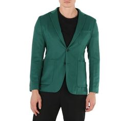 Burberry Men's Outerwear. Fashion category: Coats & Jackets. SKU: 4061788. Color: Green. Burberry Soho Fit Single-breasted Blazer Jacket. A soho fit jacket featuring a single-breasted closure, long sleeves, 1 chest patch pocket, 2 front patch pockets, back vent and buttoned cuffs. Size: 38.  Gender: male.  Age Group: adult. Green Fitted Outerwear With Patch Pockets, Fitted Green Outerwear With Patch Pockets, Green Sport Coat With Pockets For Business, Casual Green Business Outerwear, Green Casual Business Outerwear, Casual Green Outerwear For Business, Casual Green Outerwear, Casual Tailored Green Outerwear, Casual Suit Jacket