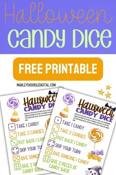 halloween candy dice printables for kids to play with