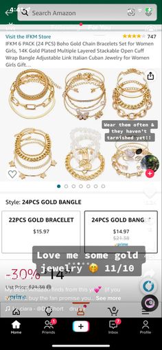 Amazon Jewelry Finds, Cuban Jewelry, Gold Chain Bracelets, Amazon Accessories, Amazon Jewelry, Pretty Ear Piercings, Best Amazon Buys, Cute Clothing Stores, Amazon Wishlist