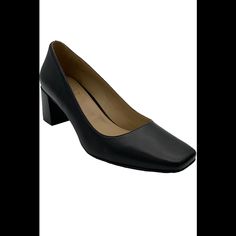 "New - The Item Is Brand-New, Unused, And Unworn. The Item May Or May Not Have The Original Tags And/Or Original Packaging. Style: Karina Slip-On Style, Block Heel, Squared Toe Approximately 2.25" Heel Sheep Leather Upper; Man-Made Outsole" Classic Black Heels For Office, Classic Black Business Heels, Classic Black Heels With Padded Heel, Classic Black Court Shoes With Reinforced Heel, Classic Black Heels For Spring, Classic Black Spring Heels, Classic Black Court Shoes With Block Heel, Classic Black Court Shoes For Workwear, Classic Black Court Shoes For Work