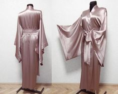 Silk Robe, Silk kimono robe, Bridal robe, long silk robe, Honeymoon Lingerie, Many colors 100% Pure Party Satin Kimono With Satin Finish, Party Satin Finish Kimono, Party Satin Kimono, Elegant Silk Robe With Kimono Sleeves, Silk Evening Kimono With Kimono Sleeves, Elegant Satin Kimono For Wedding Night, Long Pink Robe For Wedding, Pink Satin Finish Robe For Wedding, Elegant Long Satin Robe