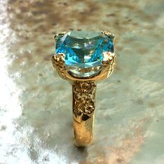 Square Engagement Ring, Lemon Quartz Ring, Botanical Ring, Square Engagement Rings, Large Stone Rings, Lavender Quartz, Blue Topaz Stone, Alternative Engagement Rings, Garnet Stone