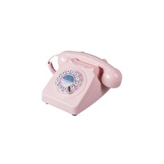 an old fashioned pink telephone on a white background