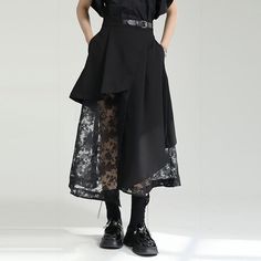 Irregular High-waist Paneled Mesh Skirt – stylesock Rok Midi, Tule Rok, Gonna In Tulle, Cotton Skirts, Unique Skirts, Skirts Summer, Asymmetrical Midi Dress, High Waisted Maxi Skirt, Gothic Rock