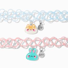 Claire's Best Friends Chunky Animals Pendant Tattoo Choker Necklaces - 2 Pack Adjustable Cute Kawaii Jewelry, Kawaii Jewelry With Cute Adjustable Design, Adjustable Kawaii Jewelry With Cute Design, Cute Adjustable Charms Necklaces, Cute Adjustable Charm Necklace For Friendship, Cute Adjustable Charm Necklaces, Cute Adjustable Charm Necklaces For Friendship, Adjustable Cute Charm Necklaces For Friendship, Cute Necklaces With Charms