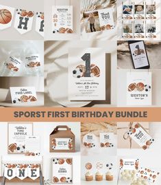 the sports first birthday bundle is shown