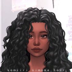 an animated image of a woman with curly hair