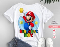 an image of a birthday boy shirt with mario