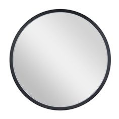 a round mirror on a white background with black trim around the edges and bottom edge