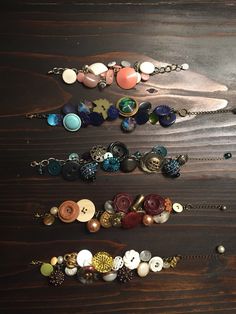 A personal favorite from my Etsy shop https://www.etsy.com/listing/266553110/vintage-button-charm-bracelets Buttons Bracelet, Button Wreath, Roach Clips, Diy Bijoux, Boutique Items, Vintage Repurposed, Cute Stuff, Button Bracelet, Clear Lake