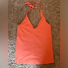 Good Quality, Never Worn, Form Fitting, Ties Around Neck With A Built In Bra Casual Orange Halter Top For Spring, Casual Orange Halter Neck Tank Top, Old Navy Tops, Navy Tops, Navy Pink, Good Quality, Old Navy, Built In, Size Medium