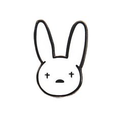 a black and white drawing of a bunny with cross eyes on it's face