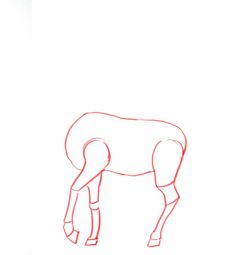 a drawing of a horse is shown in red