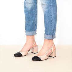 "Beautiful sling-back block heels, classic model in beige & black. The insole made of a soft calfskin ensures comfort of use.  Whatever your style, I can guarantee that pumps will suit your look and add a final touch of polish. The sling-back pumps look just as good with casual jeans, dress or skirt. Would you like other colors, please let me know... Heel height 6 cm = 2.36 \" Sizes UK, EU, US   and feet dimensions in centimeters and inches  3 UK / 36 EU / 5 US insoles length 23.5 cm = 9.2 inches 4 UK / 37 EU/ 6 US insoles length 24 cm = 9.4 inches 5 UK / 38 EU / 7 U insoles length 24.5 cm = 9.7 inches 6 UK/ 39 EU/ 8 US insoles length 25.5 cm = 10 inches 7 UK / 40 EU / 9 US insoles length 26 cm = 10.3 inches 8 UK / 41 EU / 10 US insoles length 26.5 cm = 10.5 inches 9 UK / 42 EU / 11 US ins Beige High Block Heels With Contrasting Heel Counter, Beige Block Heels With Contrasting Heel Counter, Beige Slingback Pumps With Contrasting Heel For Work, High Heel Slingback Pumps With Rubber Cap For Work, Beige Slingback Pumps With Contrasting Heel And Pointed Toe, Chic Slingback Pumps With Contrasting Block Heel, Beige Pointed Toe Slingback Pumps With Contrasting Heel, Chic Slingback Pumps With Contrasting Heel, Beige Closed Toe Slingback Pumps With Padded Heel