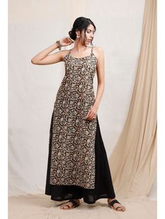 Buy Tjori Black Kalamkari Cotton Kurta Online Long Straight Kurti Designs, Gamthi Kurti Designs, Kalamkari Dresses Kurti, Straight Cut Kurti Designs, Kalamkari Kurta Designs, Kalamkari Kurti, Straight Kurti Designs, Kalamkari Kurta, Kurti Styles