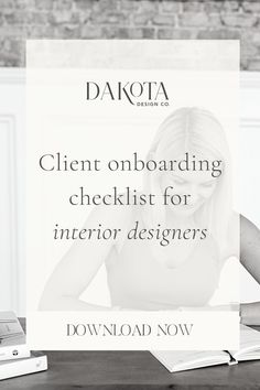 Client onboarding checklist for interior designers.  Download now at Dakota Design Co. Client Onboarding Checklist, Interior Design Office Studio, Interior Design Proposal, Interior Designer Life, Design Presentation Boards, Interior Design Presentation Boards, Onboarding Checklist, Client Onboarding