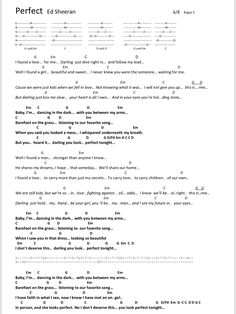 the guitar chords for perfect listening